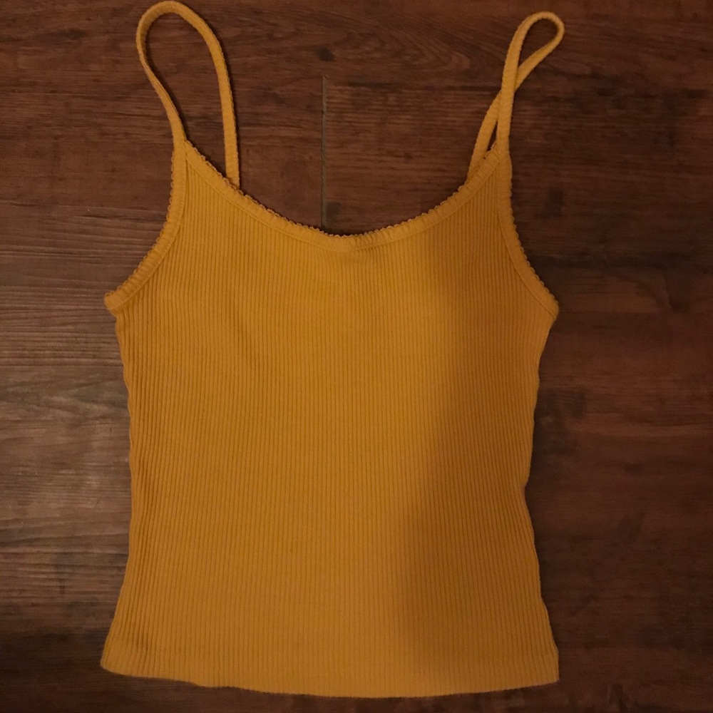 Mustard yellow cropped ribbed cami